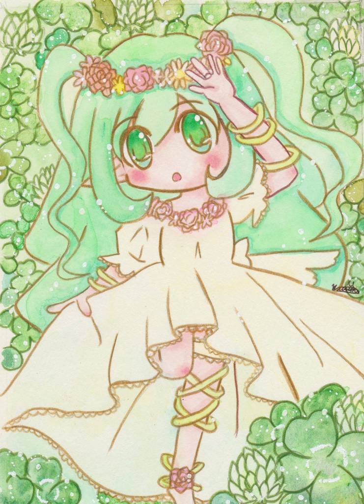 【創作】額装原画「CLOVER」