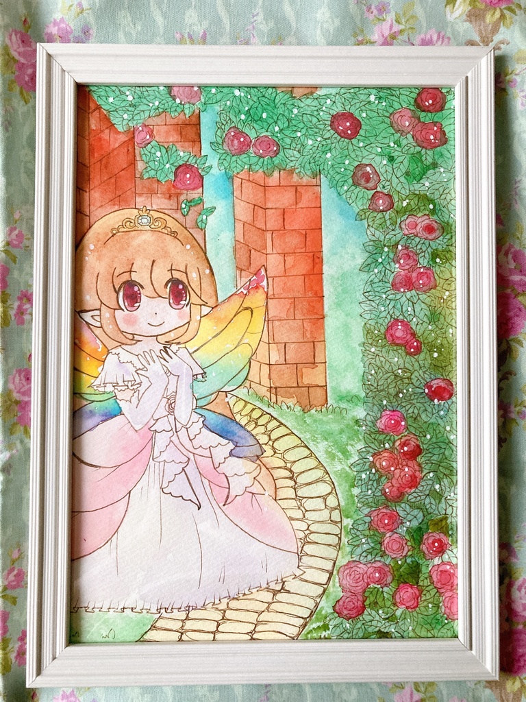 【創作】額装原画「My secret garden」