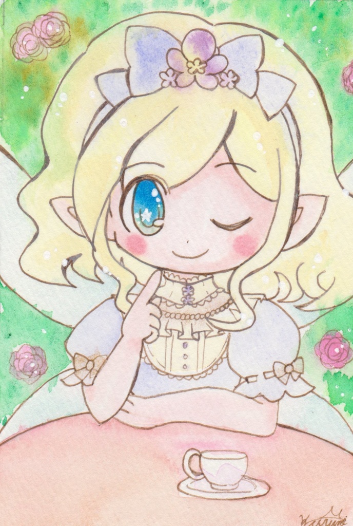 【創作】ドローイング「妖精達と秘密の花園展