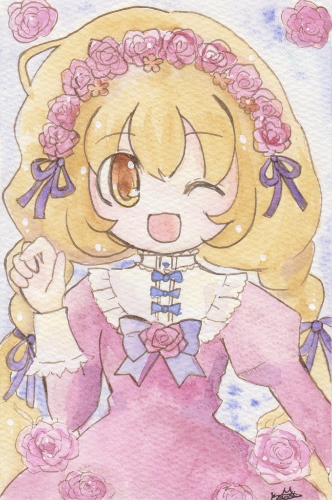 【創作】ドローイング 薔薇のヘッドドレス