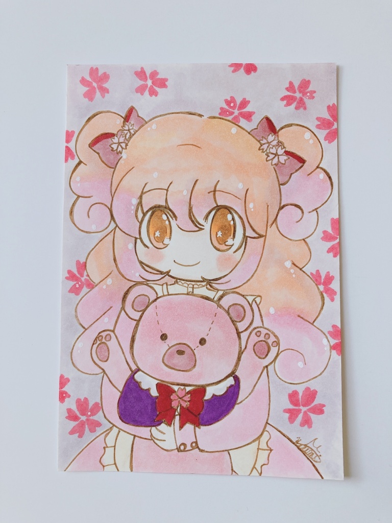 【創作】桜くまさんドローイング