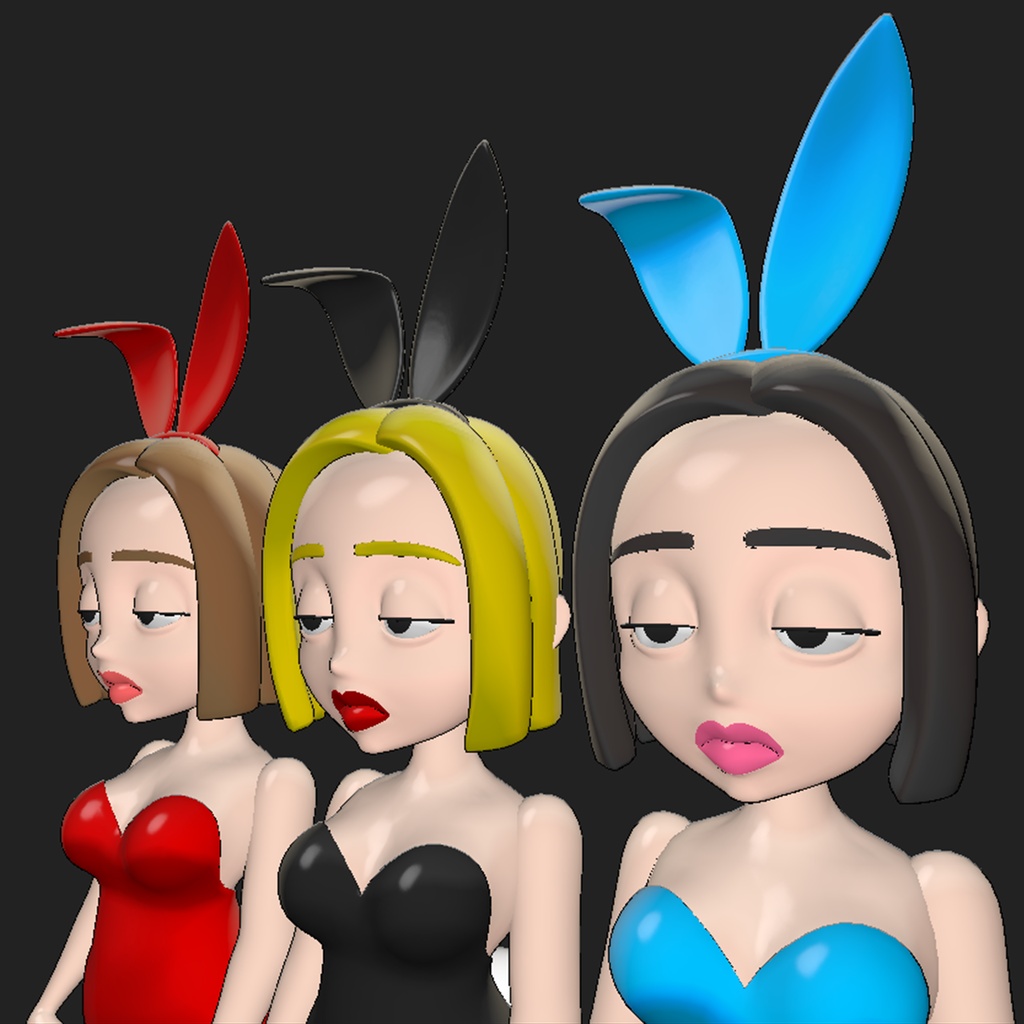 【3Dモデル|無料あり】アンニュイなバニーガール人形