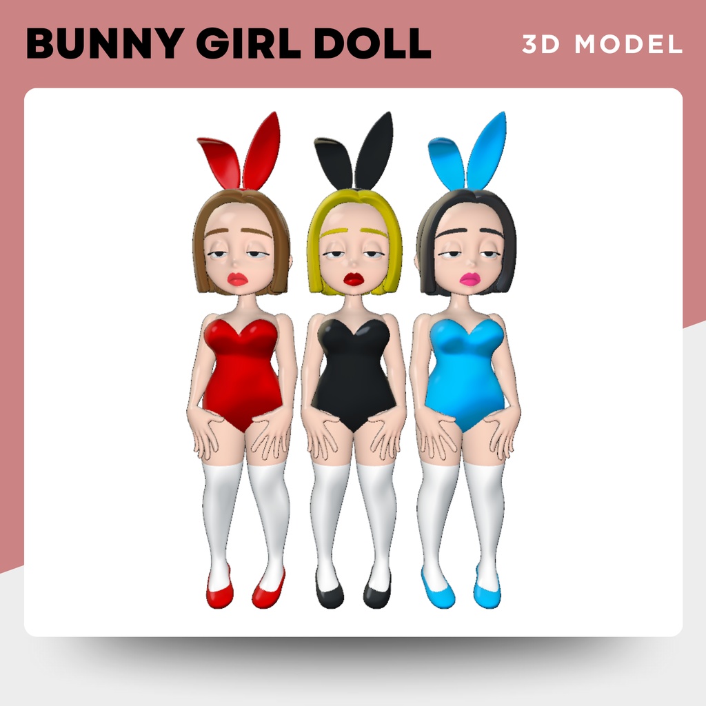 【3Dモデル｜無料あり】アンニュイなバニーガール人形