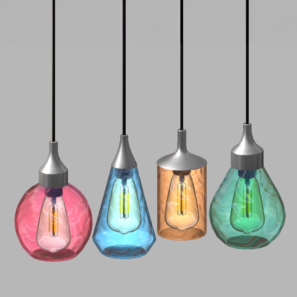 【3Dモデル|無料あり】さざ波のガラスペンダントライト