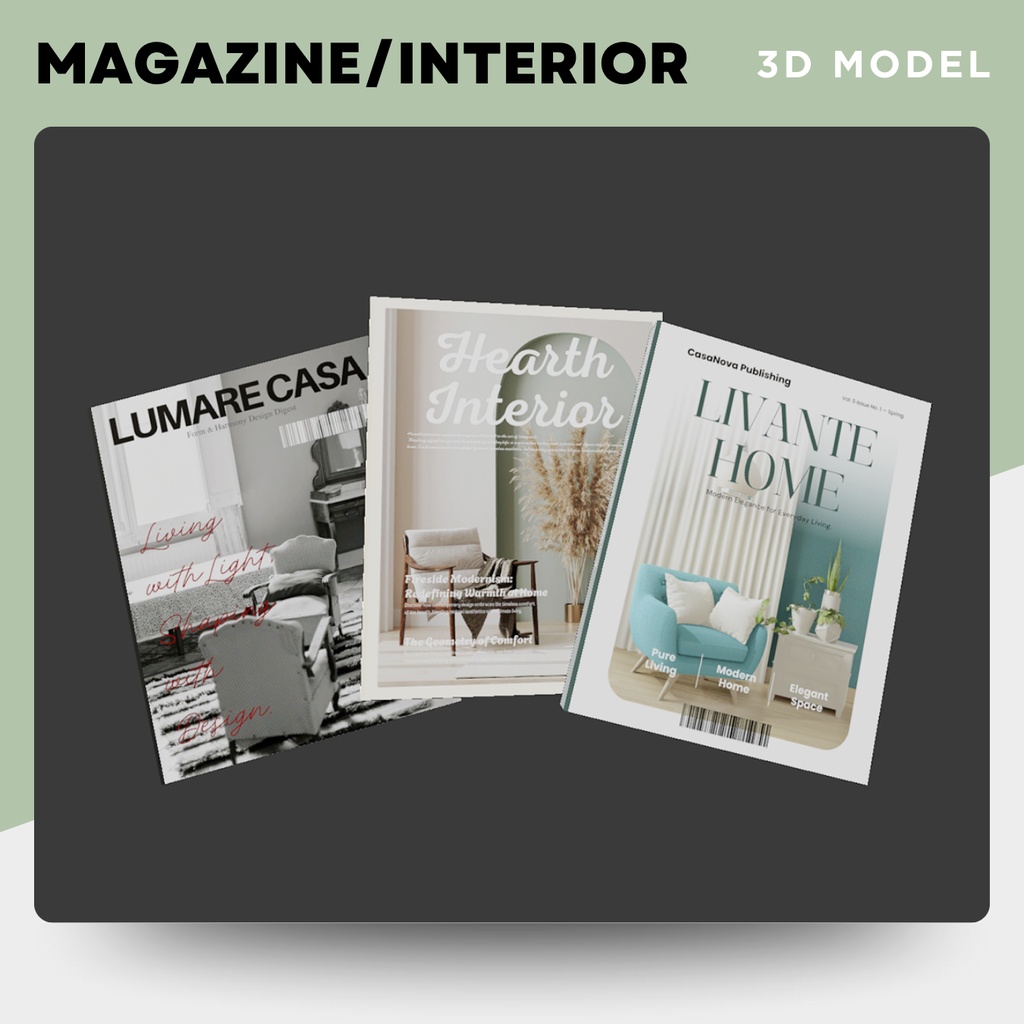 【3Dモデル|無料あり】架空の海外インテリア雑誌