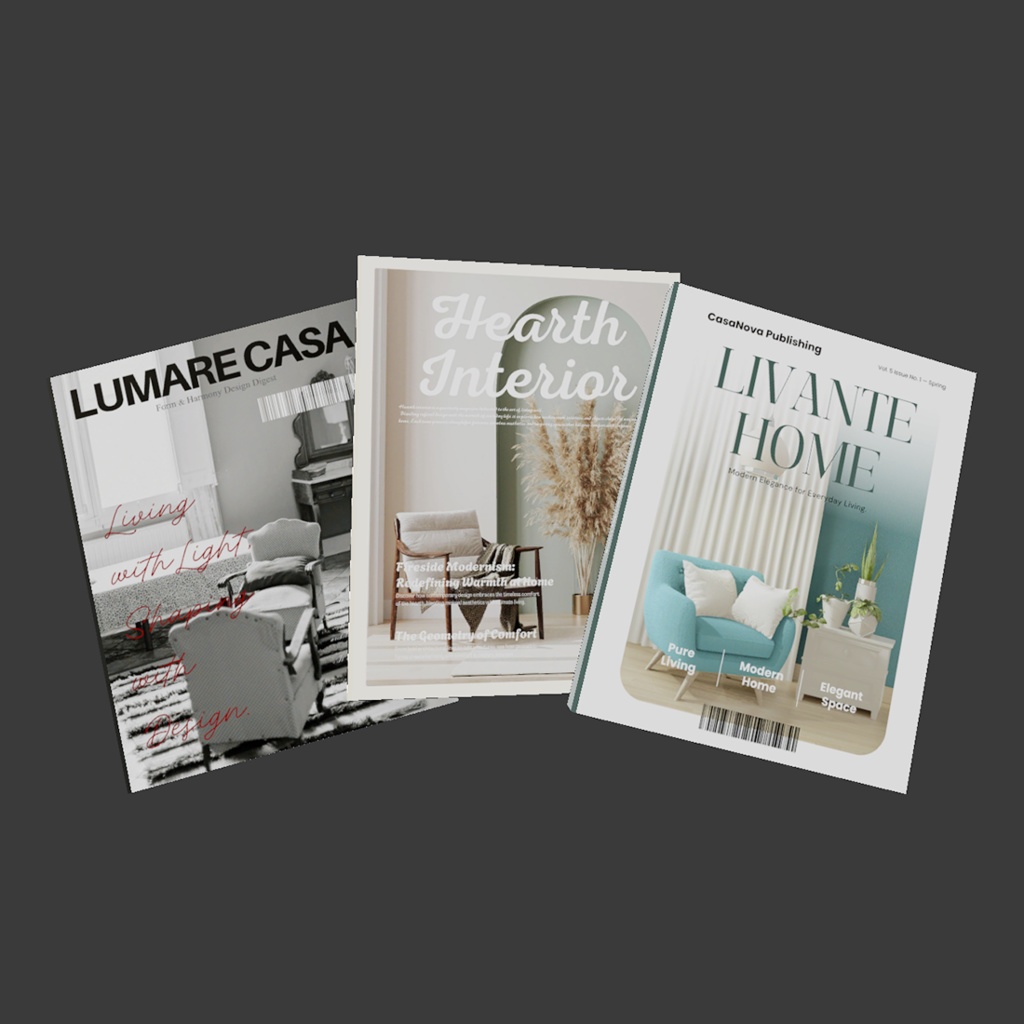 【3Dモデル|無料あり】架空の海外インテリア雑誌