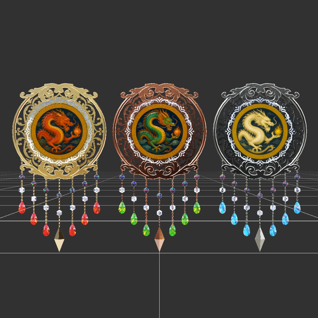 【3Dモデル|無料あり】ウォールデコ『三龍の壁飾り』