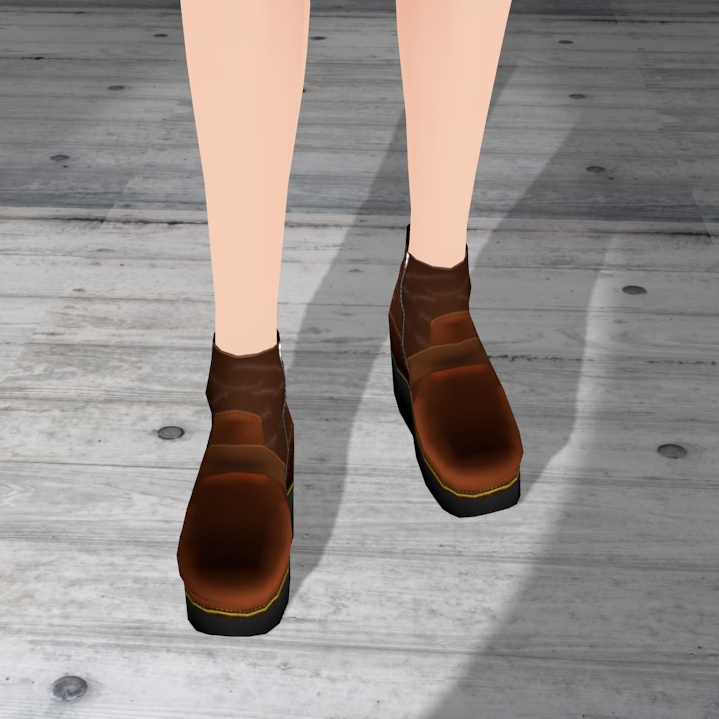 VRoid用、茶革エンジニアブーツ