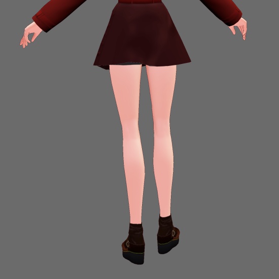 VRoid用、茶革エンジニアブーツ