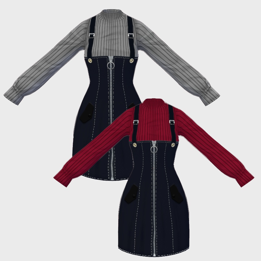 【FREE/無料】オーバーオールドレス【VRoid Texture】