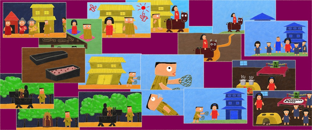 コラージュ(カマド神の起り)