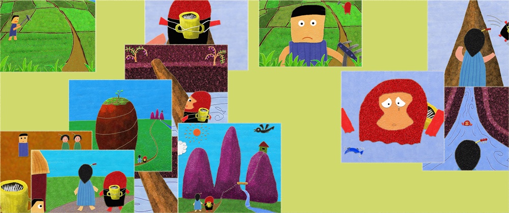 コラージュ(猿の婿入り)