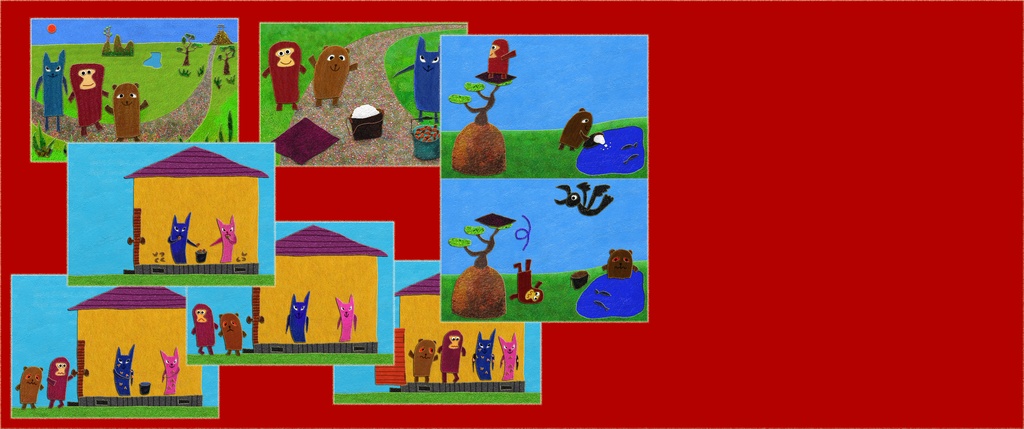 コラージュ(貉と猿と獺)