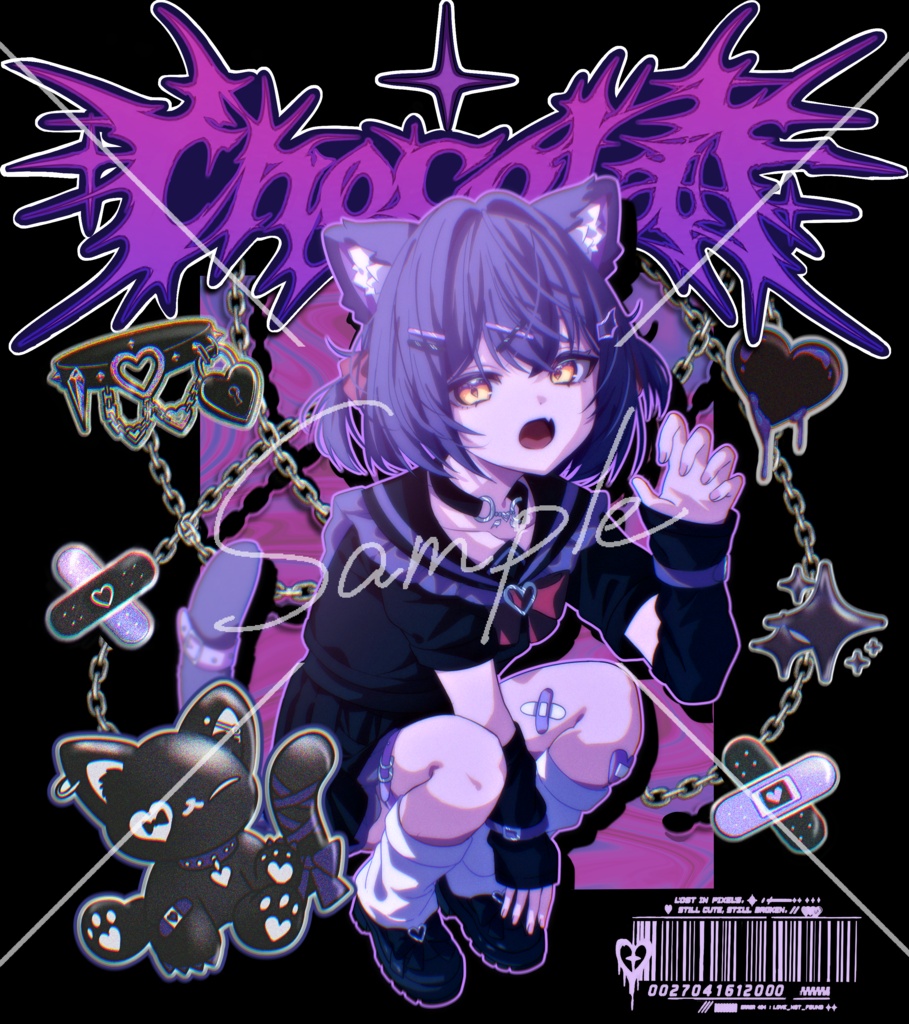 Y2K/Cyber Graphic T-Shirt - ショコラ -