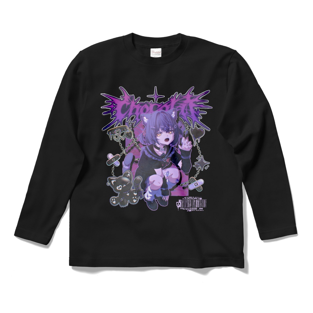 Y2K/Cyber Graphic ロングT-Shirt - ショコラ -