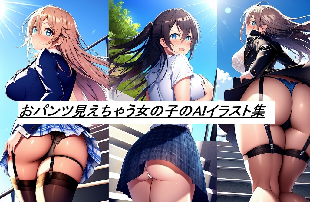 おぱんつ見えちゃう女の子のAIイラスト集