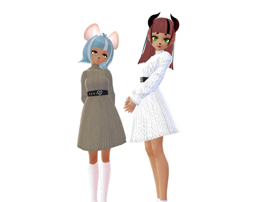Frosty white & Pinecone Brown Sweater dresses