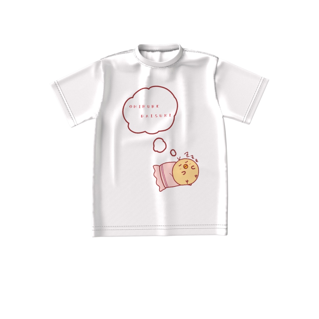 【ビッグシルエット】とりさんとおひるねTシャツ（白）