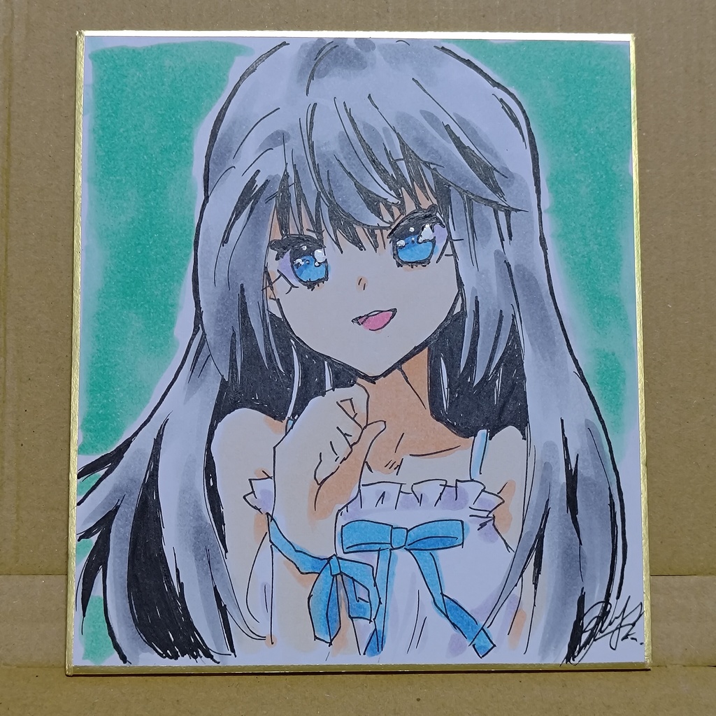 オリジナルミニ色紙 黒髪お嬢