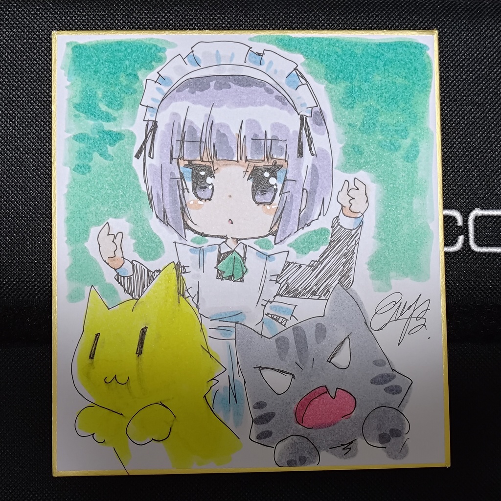 オリジナルミニ色紙 まふゆさん+猫ども(シャングリラの花嫁)