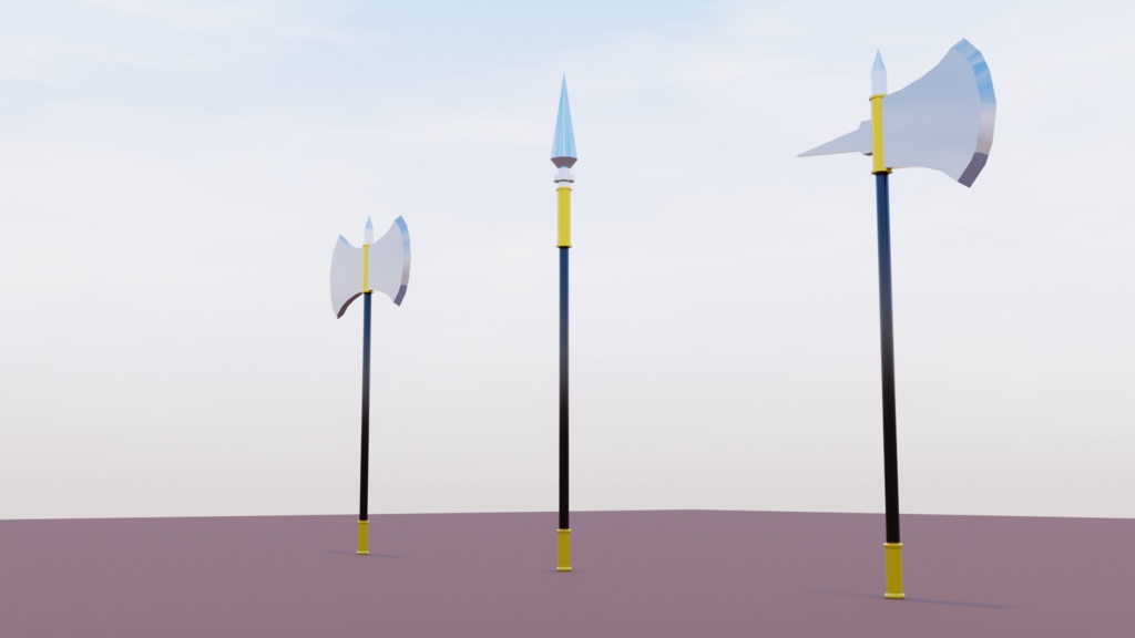 3Dファンタジー武器セット。+木箱酒樽付き。