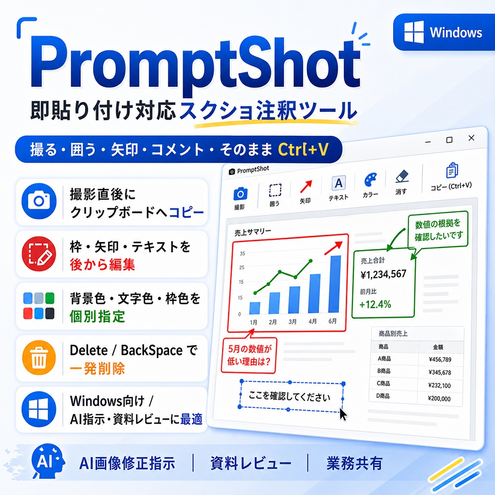 PromptShot - 即貼り付け対応スクショ注釈ツール