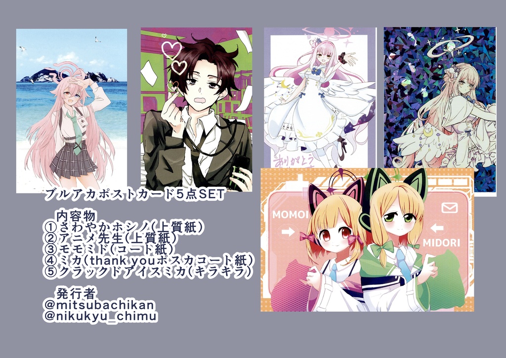 【匿名配送】ブルアカポストカード5点セット