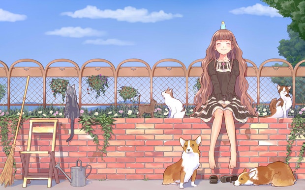 庭を散歩するイメージの明るい軽快なピアノ曲