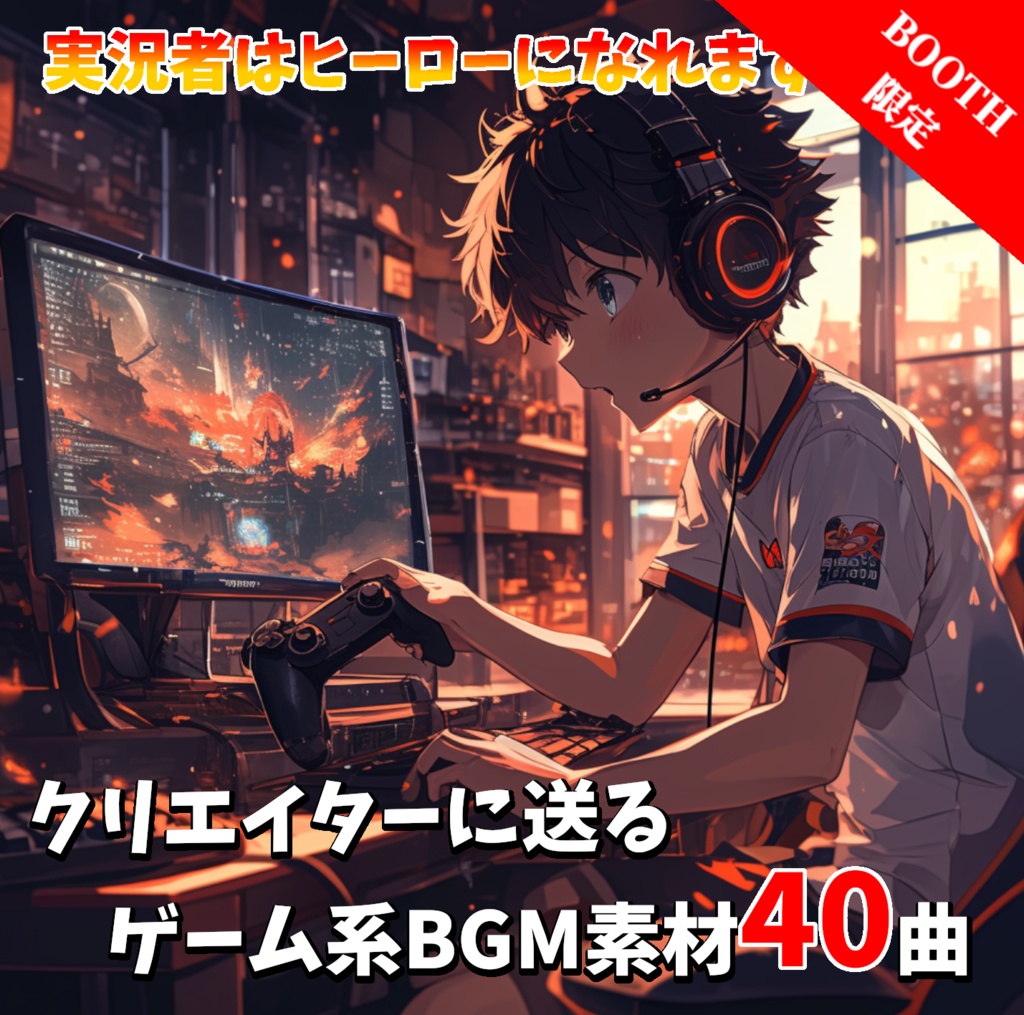【BOOTH限定！】ゲーム系パロディ系BGMを40曲集めたロイヤリティフリー音楽素材集『実況者はヒーローになれますか？』