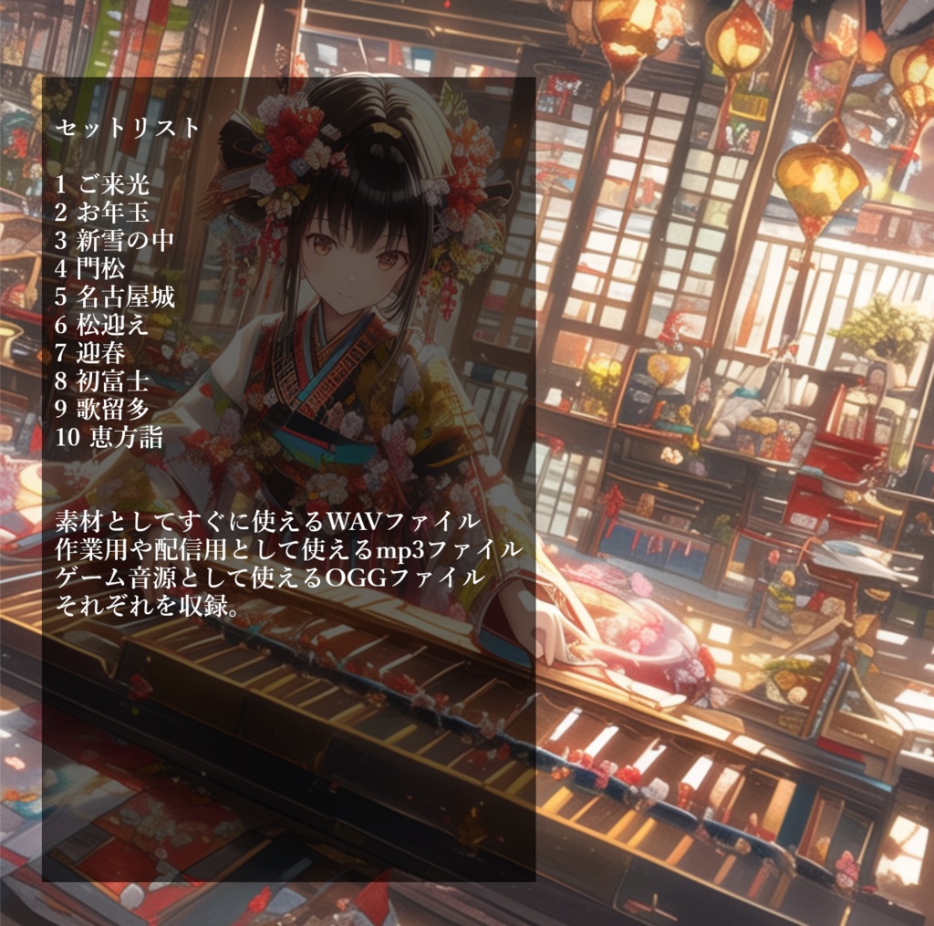 正月をテーマにした和風BGM素材集『お神酒と新雪と初詣』【ゲーム素材/動画素材/配信用BGM/作業用BGM】