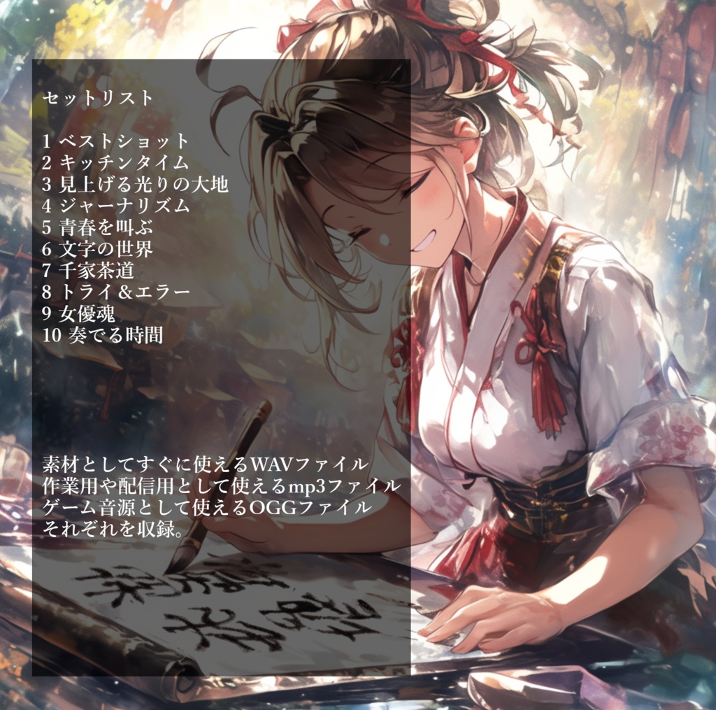 クリエイターに送る、部活動(文化部系)をテーマにした汎用的BGMを10曲集めたロイヤリティフリー音楽素材集『芸術に身を捧げ青春を奏でる』【ゲーム素材/動画素材/配信用BGM/作業用BGM】