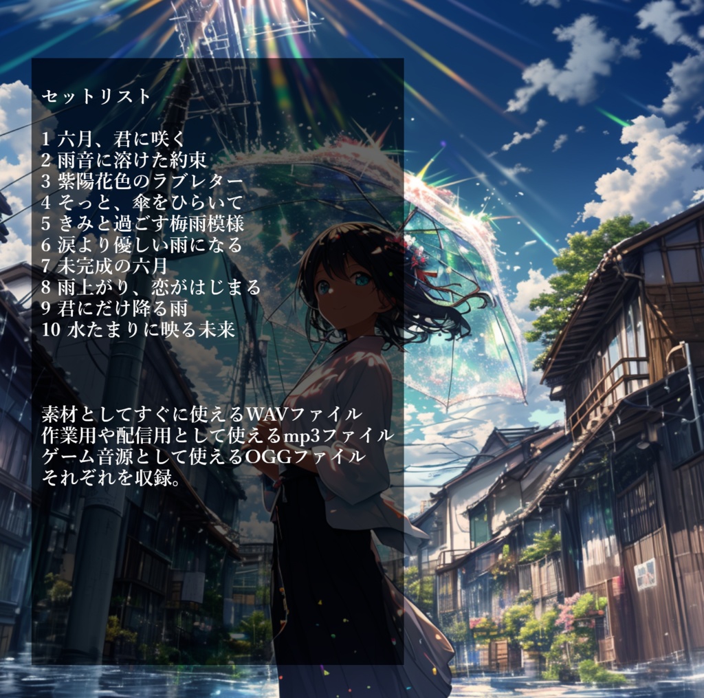 クリエイターに送る、雨と優しさをテーマにした静かなBGMを10曲集めたロイヤリティフリー音楽素材集『雨と傘の優しい協奏曲』【ゲーム素材/動画素材/配信用BGM/作業用BGM】