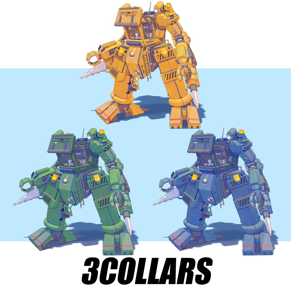 【TTRPG Assets】オリジナルメカ立ち絵素材No.4「機体名:フロッグ・ワークタイプ」セット【FANA重工】