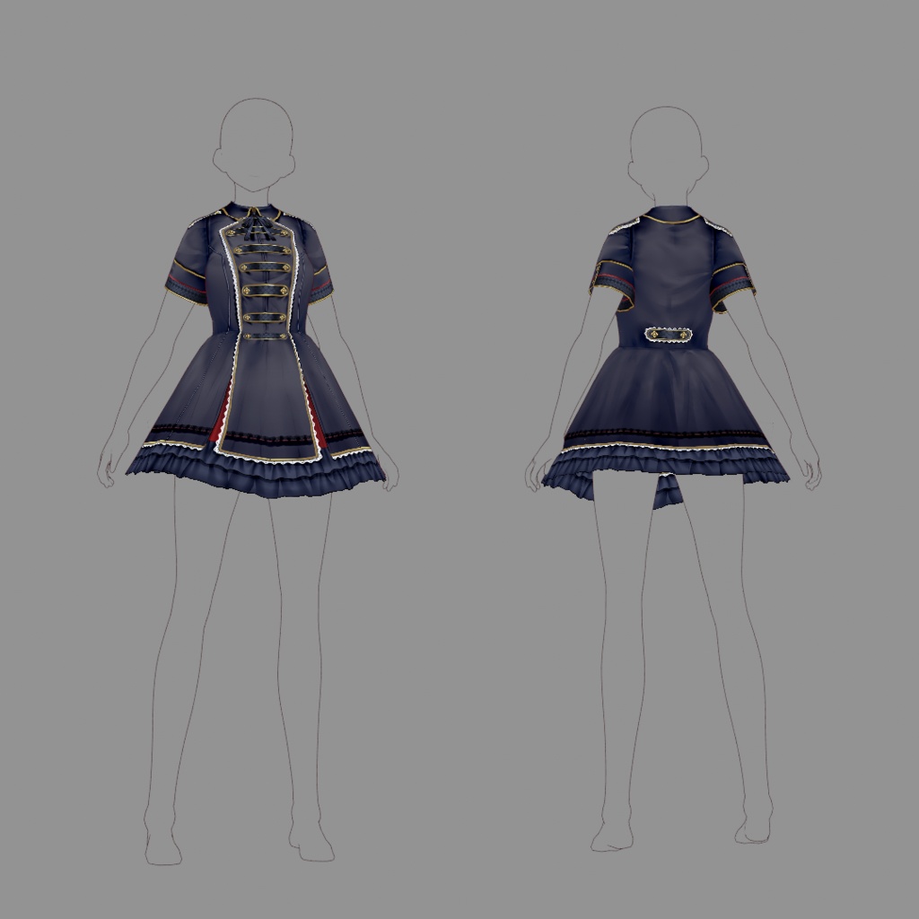 【VRoid texture 05】軍服ワンピース