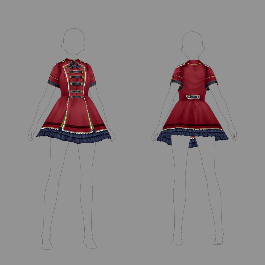 【VRoid texture 05】軍服ワンピース