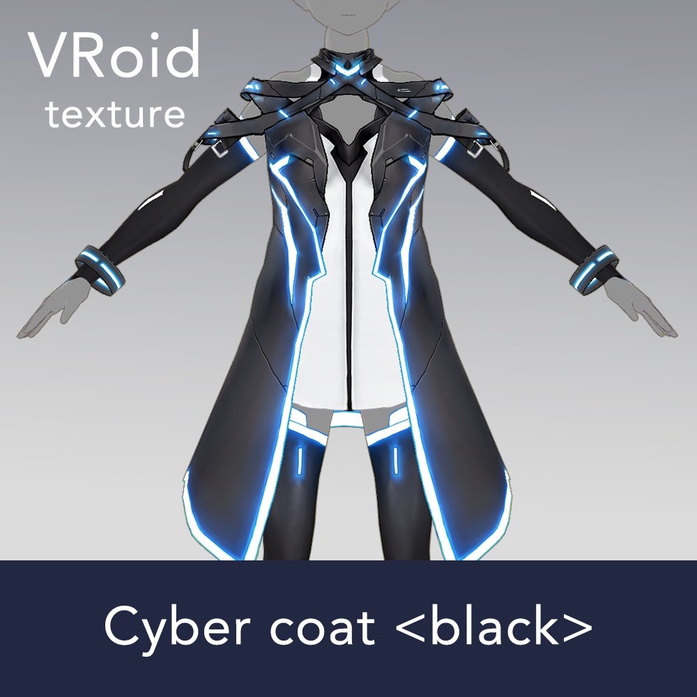 Vroid Texture 19 Vrm サイバーコート Black