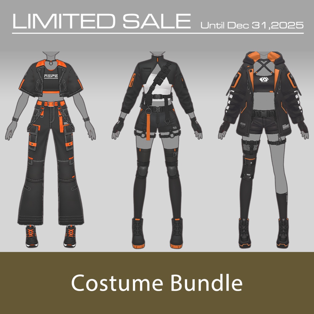 【期間限定 12/31(水)まで】VRoid用コスチューム3点セット A