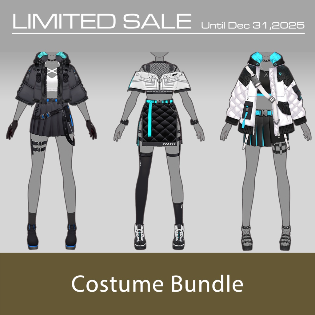 【期間限定 12/31(水)まで】VRoid用コスチューム3点セット B