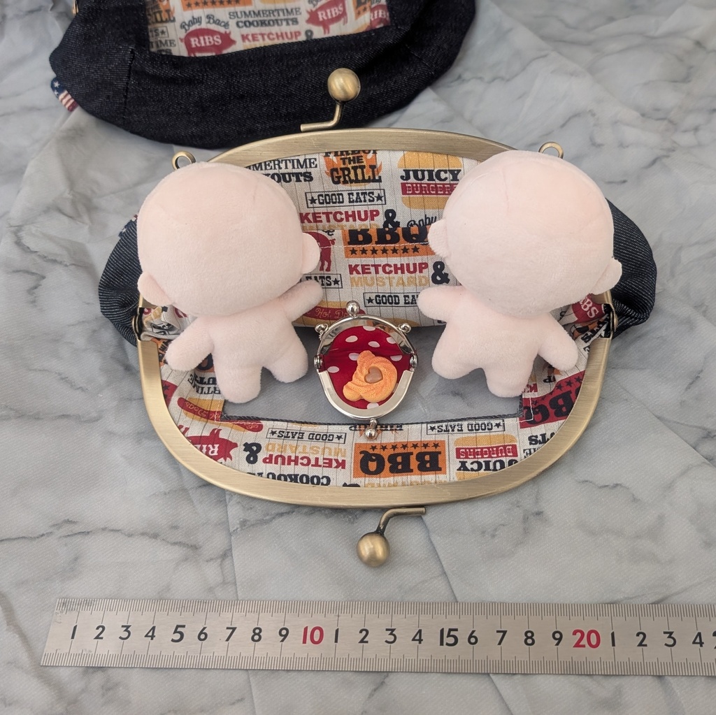 がま口ぬいバッグ&ミニがま口(デニム・アメリカン)