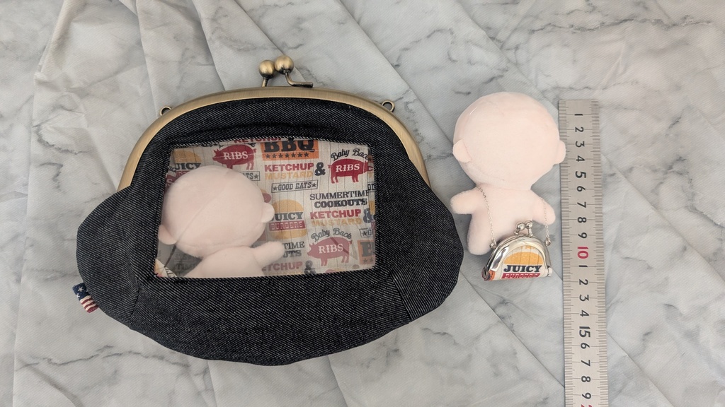 がま口ぬいバッグ＆ミニがま口（デニム・アメリカン）