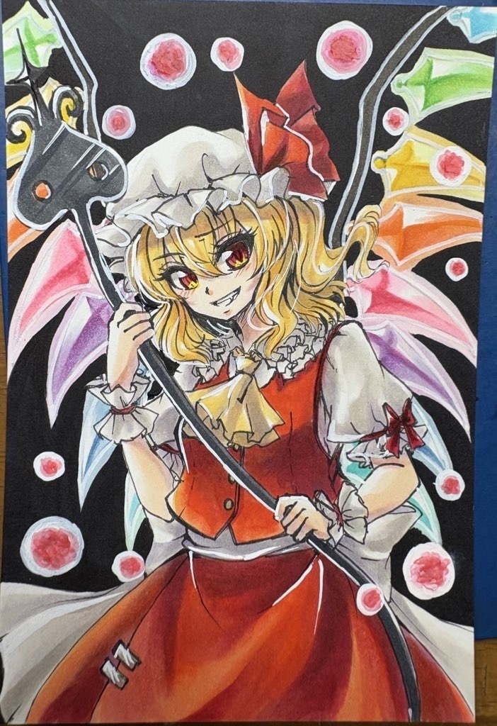 東方Project フランドール・スカーレット 手描きイラスト ポストカード