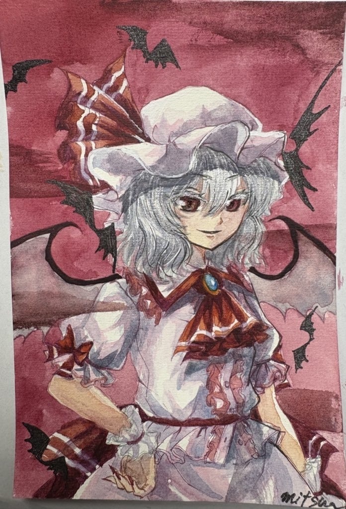 東方Project レミリア・スカーレット 手描きイラスト ポストカード