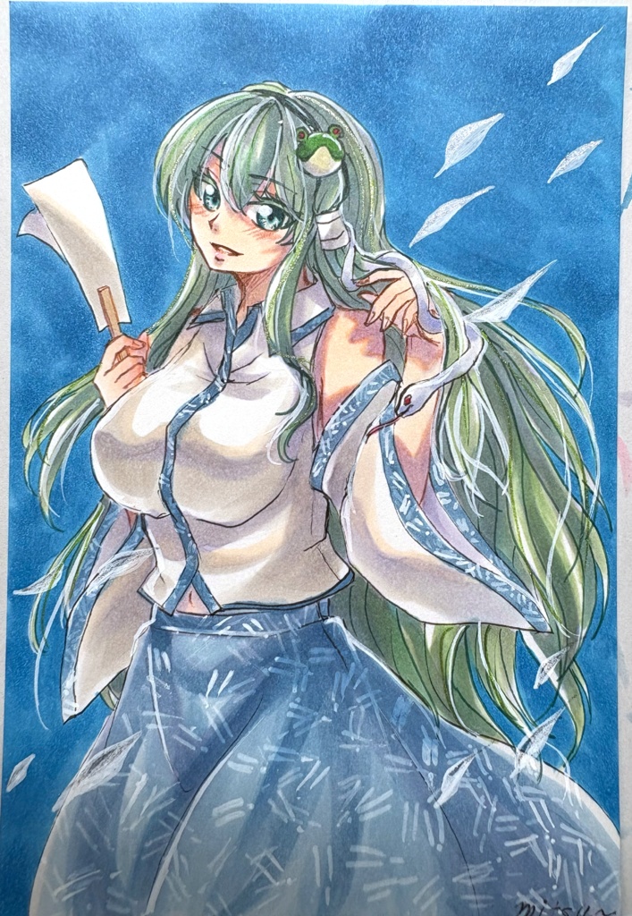 東方Project 東風谷早苗 手描きイラスト ポストカード