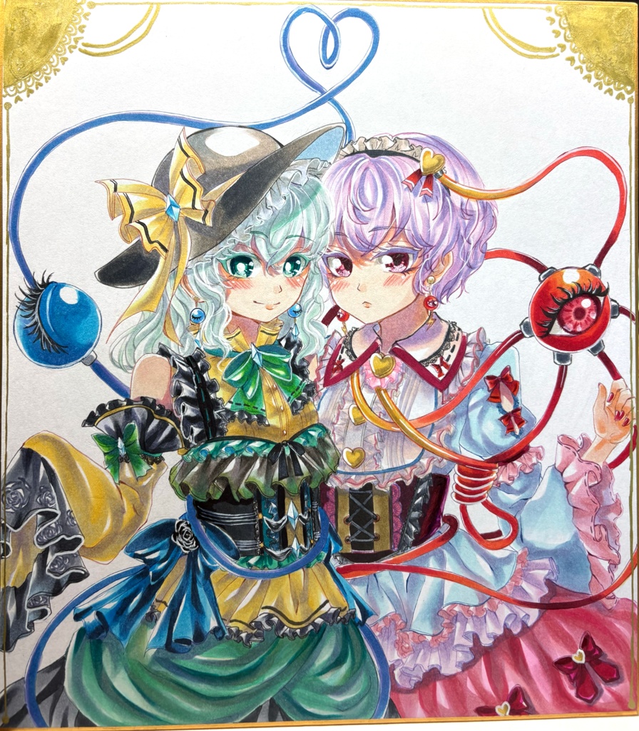 東方Project 古明地さとり ＆ 古明地こいし 手描きイラスト 大色紙