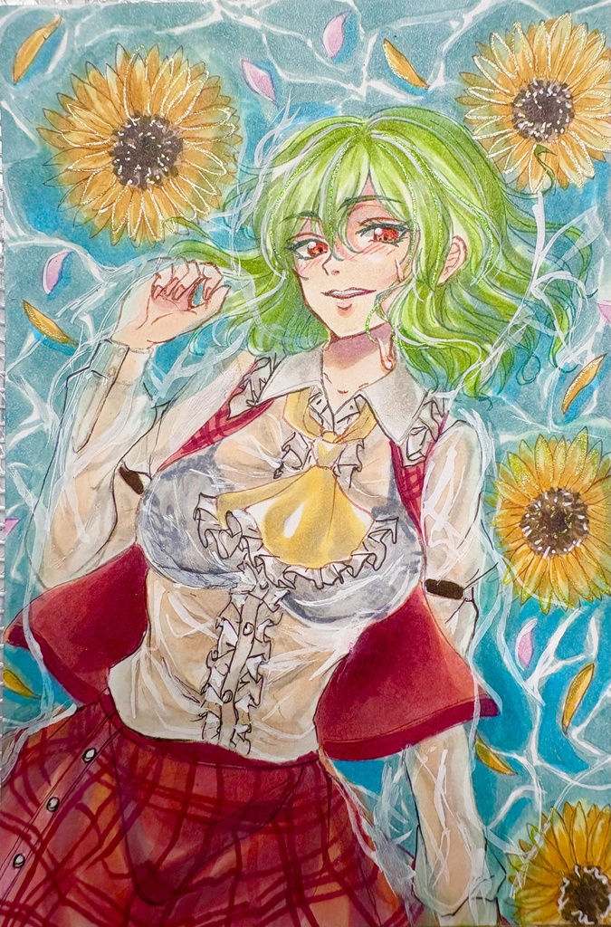 東方Project 風見幽香 手描きイラスト ポストカード