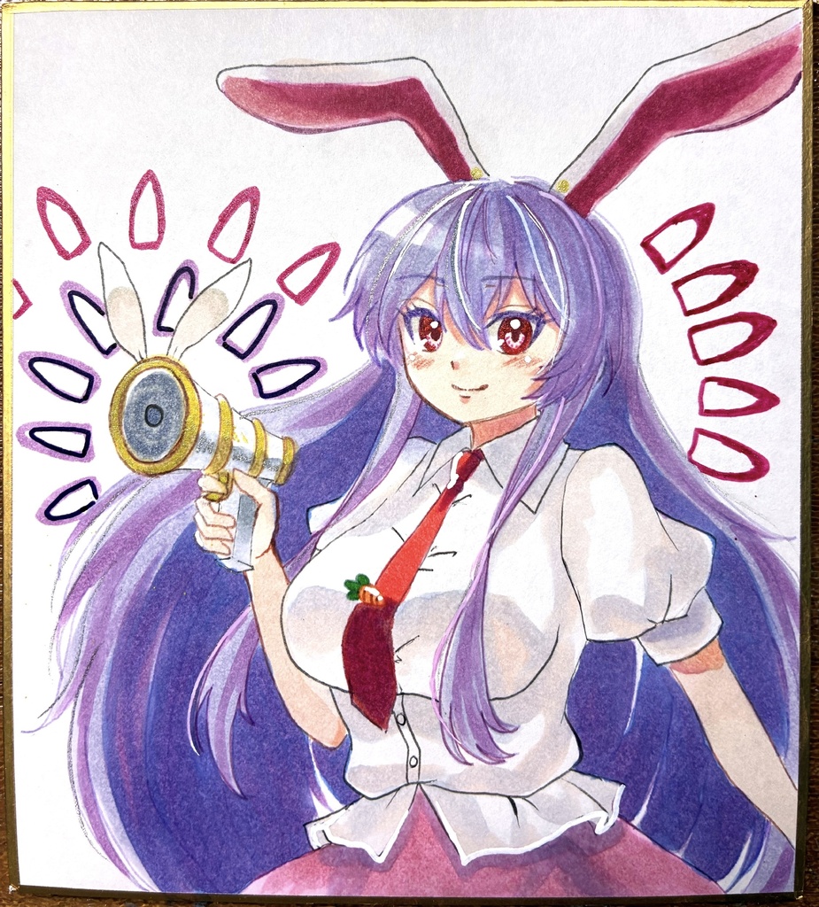 東方Project 鈴仙・優曇華院・イナバ 手描きイラスト ミニ色紙