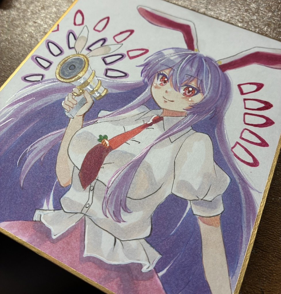 東方Project 鈴仙・優曇華院・イナバ 手描きイラスト ミニ色紙