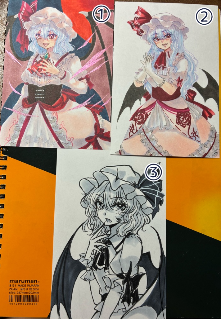 東方Project 手描きイラスト レミリア・スカーレット ポストカードサイズ