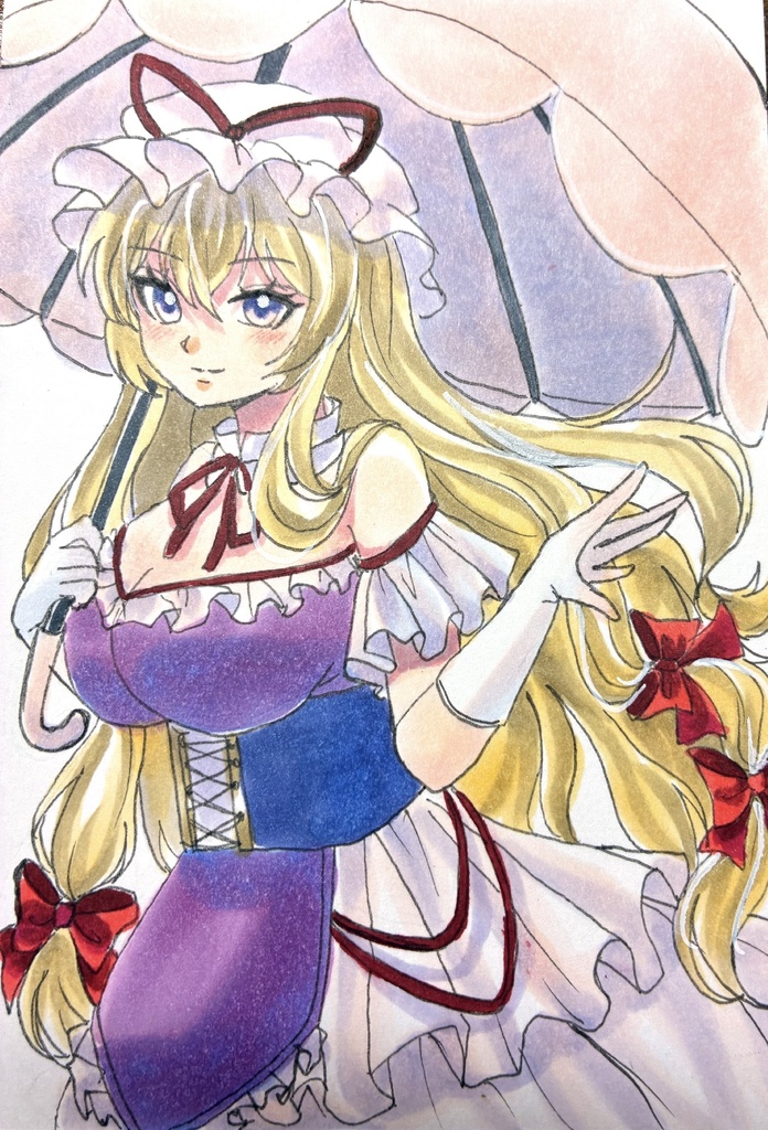 東方Project 手描きイラスト 八雲紫 ポストカードサイズ