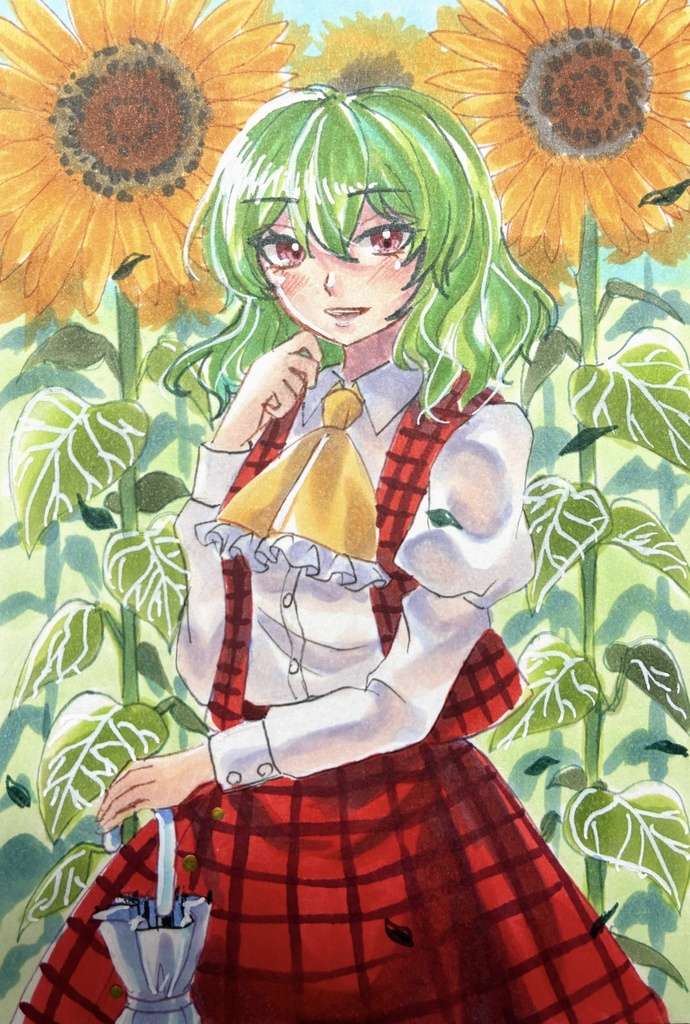 東方Project 手描きイラスト 風見幽香 ポストカードサイズ